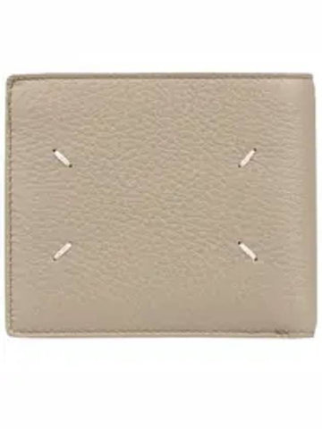 Contrast Stitch Leather Half Wallet Beige - MAISON MARGIELA - BALAAN 1