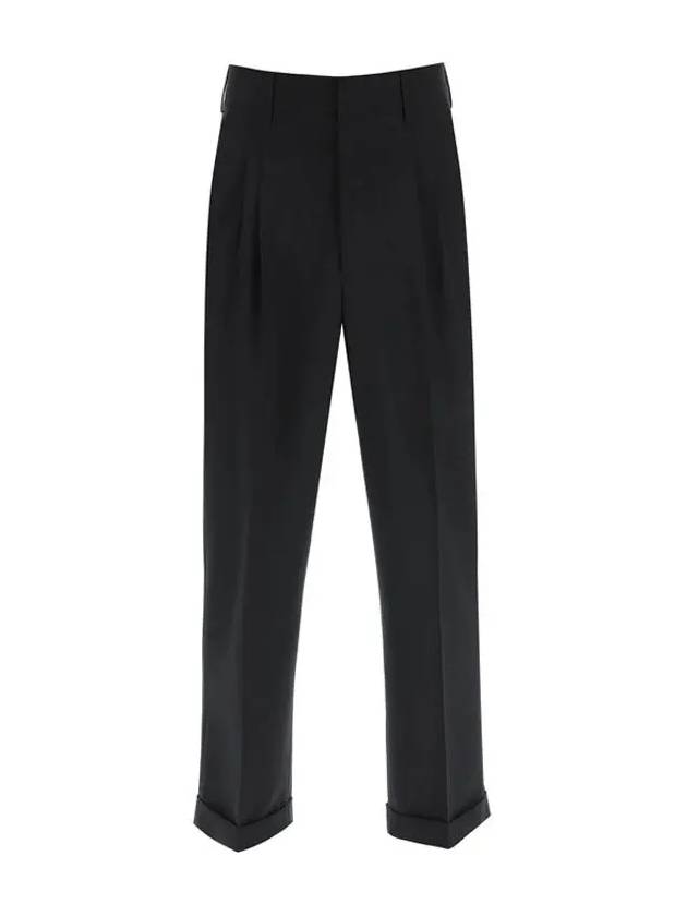 Pleated Carrot Fit Straight Pants Black - AMI - BALAAN.