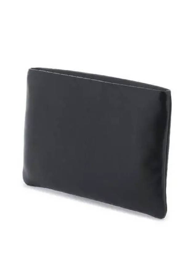 Embossed Logo Small Puffy Lamb Leather Clutch Bag Black - SAINT LAURENT - BALAAN 3