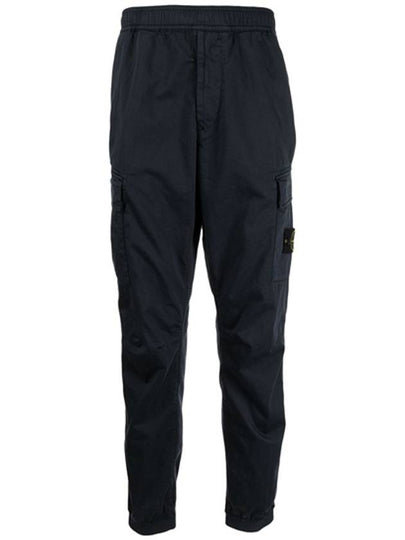 Stretch Cotton Wool Satin Cargo Pants Blue Navy - STONE ISLAND - BALAAN 2