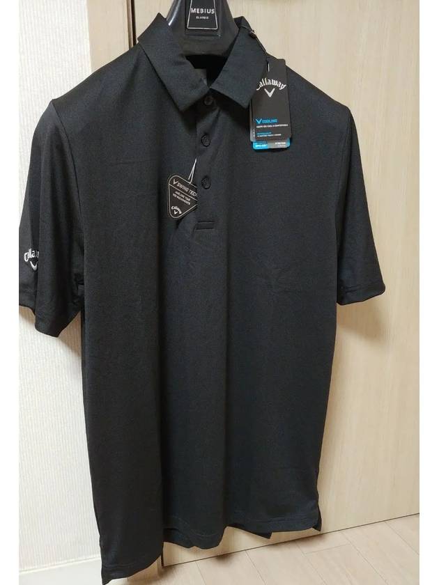 Men's Golf Wear Swing Tech Solid Polo Shirt Black Caviar - CALLAWAY GOLF - BALAAN 3