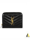 Monogram Zipper Grained Leather Half Wallet Black - SAINT LAURENT - BALAAN 2