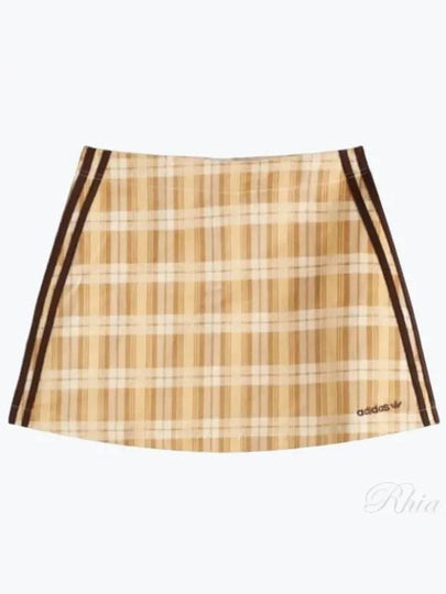 Tartan Check Corduroy A-Line Skirt Beige - ADIDAS - BALAAN 2