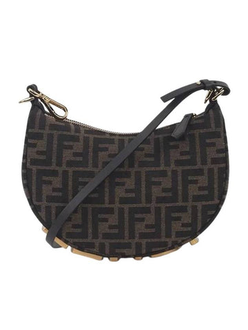 FF Jacquard Fabric Mini Bag Brown - FENDI - BALAAN 1