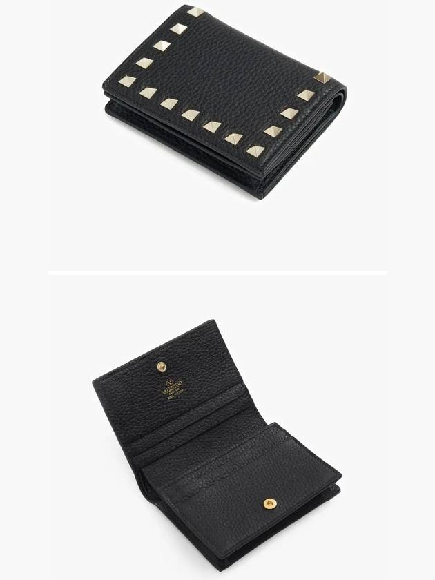 Rockstud Logo Half Wallet Black - VALENTINO - BALAAN 4