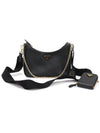 1BH204 Black Re Edition Saffiano Leather Gold Triangle Hobo 2WAY - PRADA - BALAAN 1