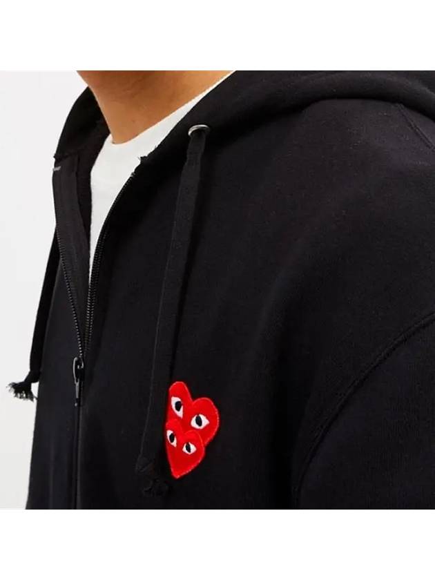 Double Heart Logo Hooded Zip Up Black P1T294 F 1 - COMME DES GARCONS - BALAAN 4