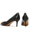 V logo signature leather pumps heel black - VALENTINO - BALAAN.