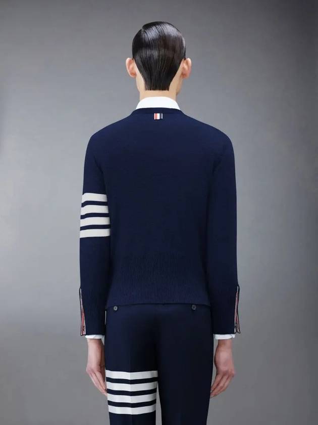 Men's Diagonal Armband Cashmere Crew Neck Knit Navy - THOM BROWNE - BALAAN.