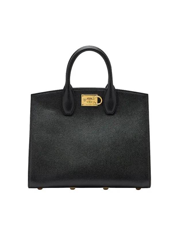 Medium Studio Box Tote Bag Black - SALVATORE FERRAGAMO - BALAAN 4