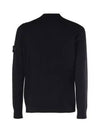 Logo Patch Crewneck Virgin Wool Knit Top Black - STONE ISLAND - BALAAN 3