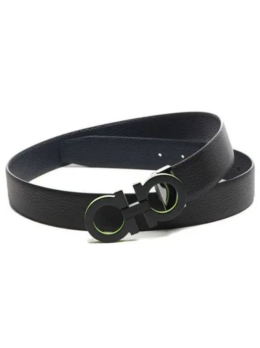 Gancini Reversible Leather Belt Black - SALVATORE FERRAGAMO - BALAAN 1