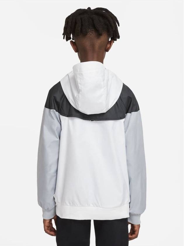 Kids Loose Hip-Length Hooded Jacket White - NIKE - BALAAN 3