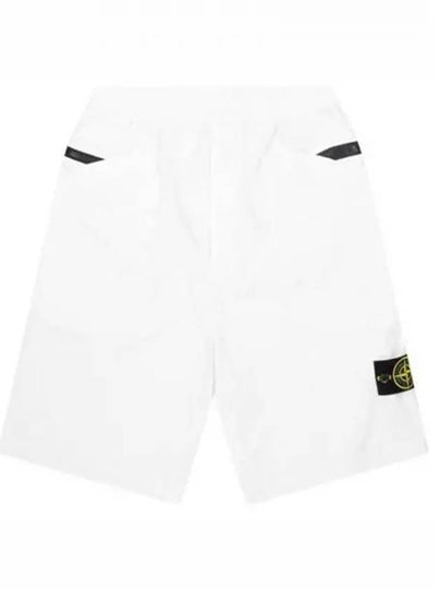 Men's Tela Wappen Patch Shorts White - STONE ISLAND - BALAAN 2