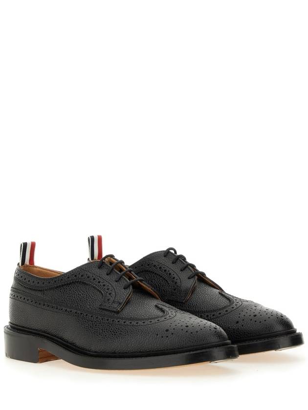 Men's Three Stripes Tab Pebble Grain Long Wing Sole Brogue Black - THOM BROWNE - BALAAN 3