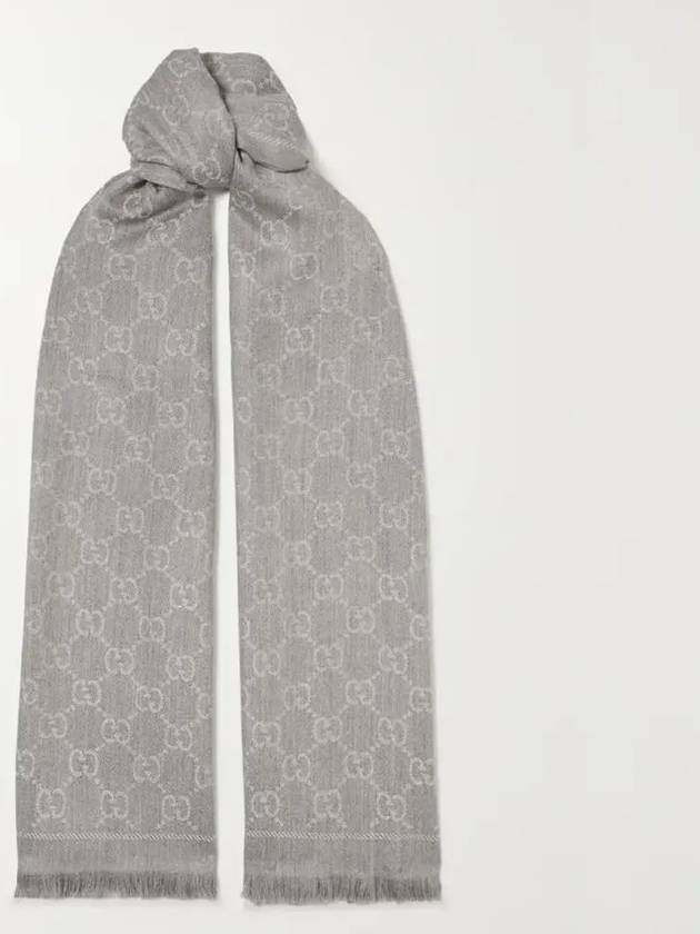 GG Jacquard Pattern Knit Muffler Grey - GUCCI - BALAAN 2