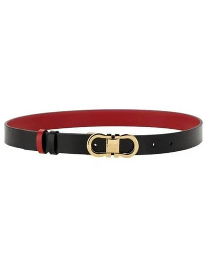 Reversible Gancini Leather Belt Black Flame Red - SALVATORE FERRAGAMO - BALAAN 2