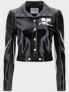 Courr ges Vinyl Crop Jacket Re Edition Black - COURREGES - BALAAN 1