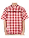 Check Short Sleeve Shirt Red - PRADA - BALAAN 3