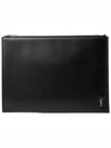 Men's Mini Monogram Silver Large Clutch Bag Black - SAINT LAURENT - BALAAN 2