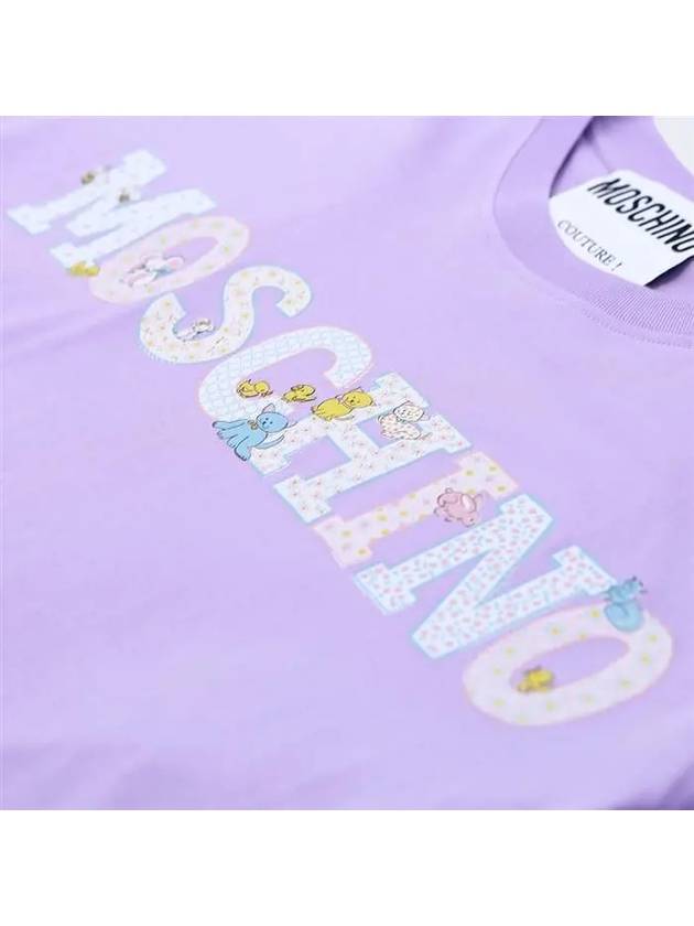 Animal Logo Round Tee Purple A07090441 5264 - MOSCHINO - BALAAN 3