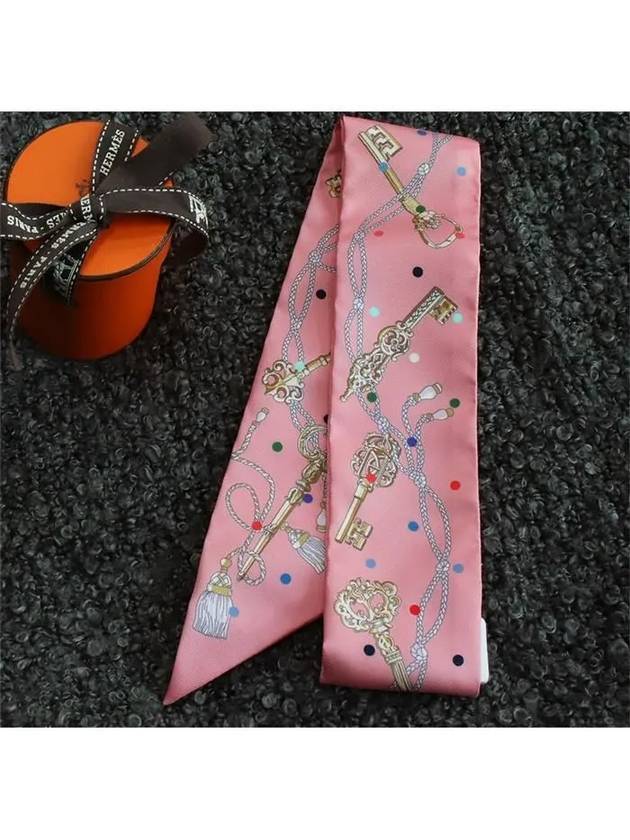 Les Cles A Pois Twilly Scarf Rose - HERMES - BALAAN 3