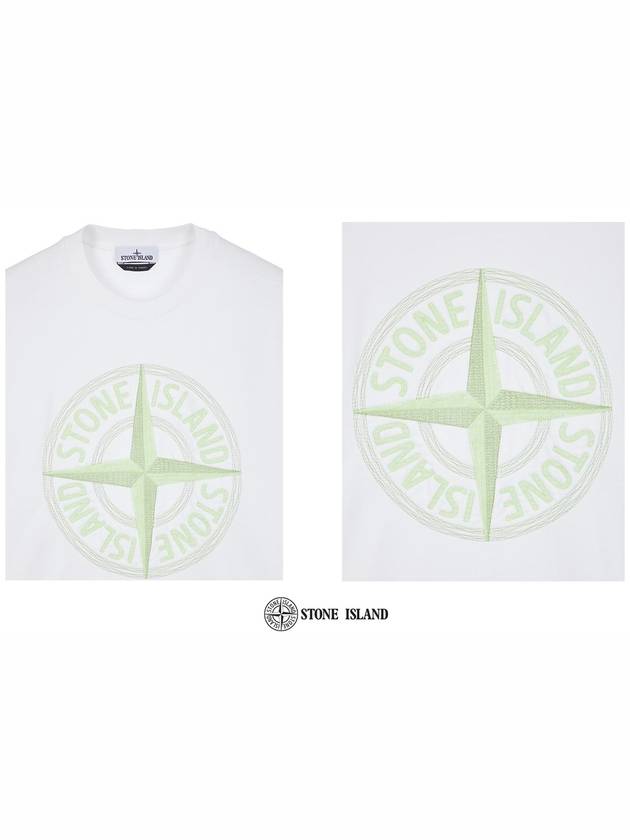 Garment Dyed Stitches Four Print Crewneck Sweatshirt White - STONE ISLAND - BALAAN 7