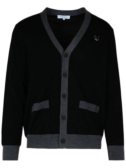 Bold Fox Head Patch Two-Tone Cardigan Black - MAISON KITSUNE - BALAAN 2