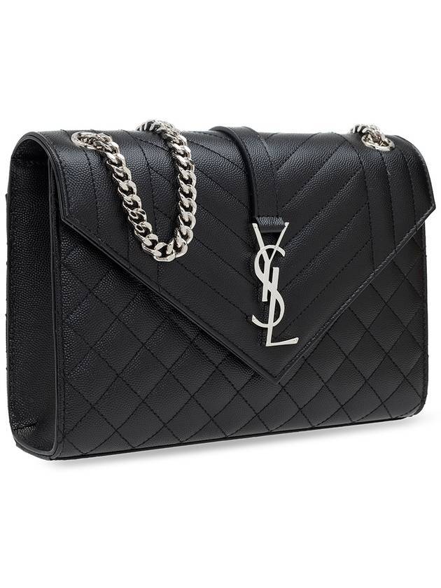 Envelope Medium Chain Bag in Mix Matelasse Grain De Poudre Embossed Leather Black - SAINT LAURENT - BALAAN 4