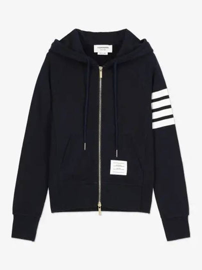 Engineered 4-Bar Stripe Loopback Jersey Knit Zip Up Hoodie Navy - THOM BROWNE - BALAAN 2