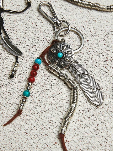 Navajo Feather Beads Keyring Brown - KND - BALAAN 1