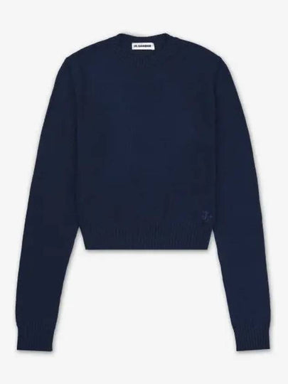 Crew Neck Crop Knit Top Midnight - JIL SANDER - BALAAN 2