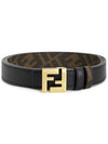 FF Squared Leather Belt Black Brown - FENDI - BALAAN 2