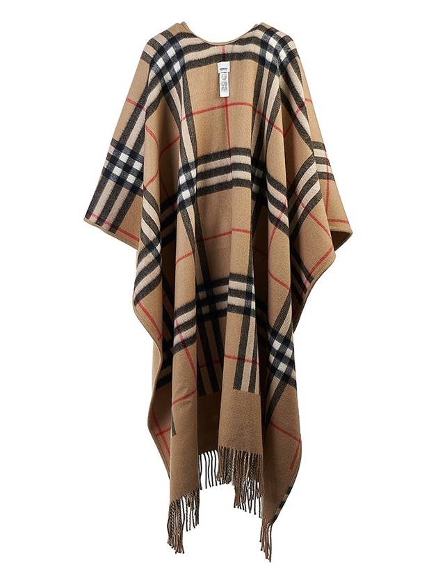 Reversible Check Wool Cashmere Cape Beige - BURBERRY - BALAAN 7