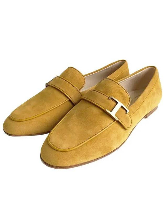 Gold-Plated T Logo Suede Loafers Camel Brown - TOD'S - BALAAN 2