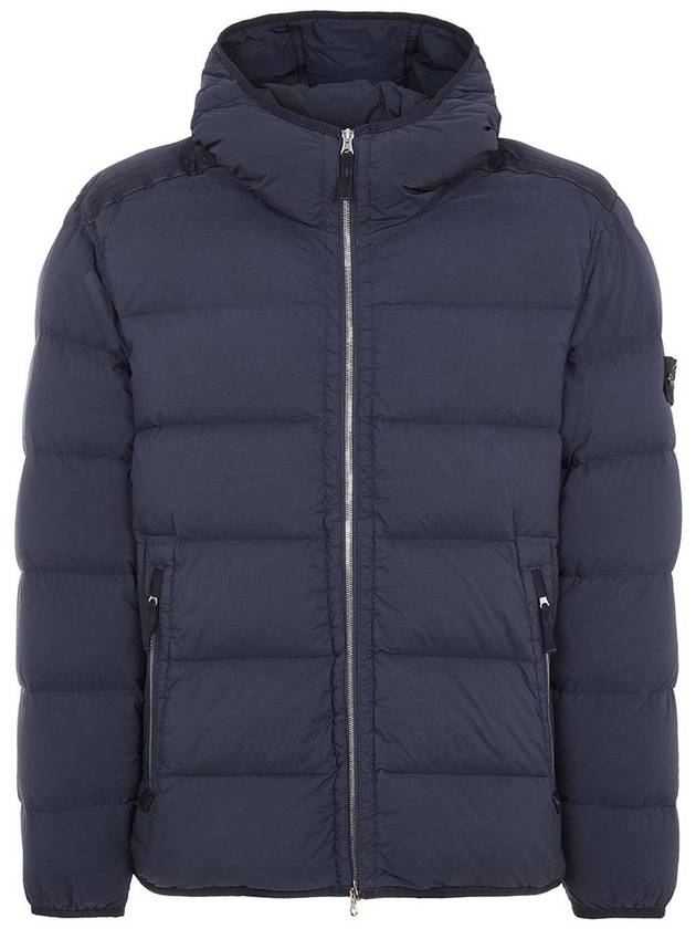 Seamless Logo Nylon Hooded Down Jacket Navy - STONE ISLAND - BALAAN 2