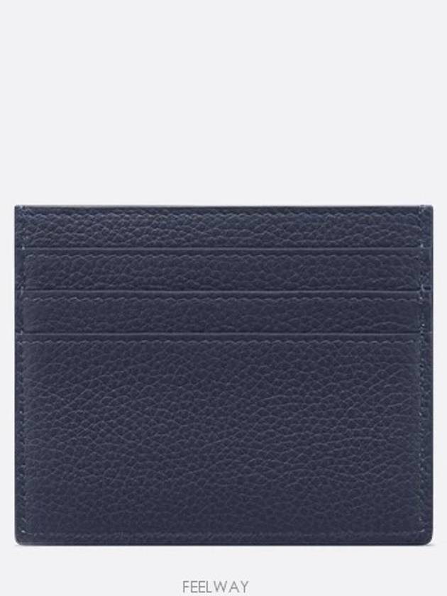 Saddle Card Holder Navy Blue Grain Calfskin Marquette - DIOR - BALAAN 3