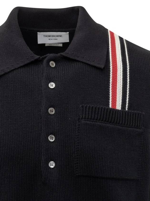 RWB Stripe Polo Shirt Blue - THOM BROWNE - BALAAN 4