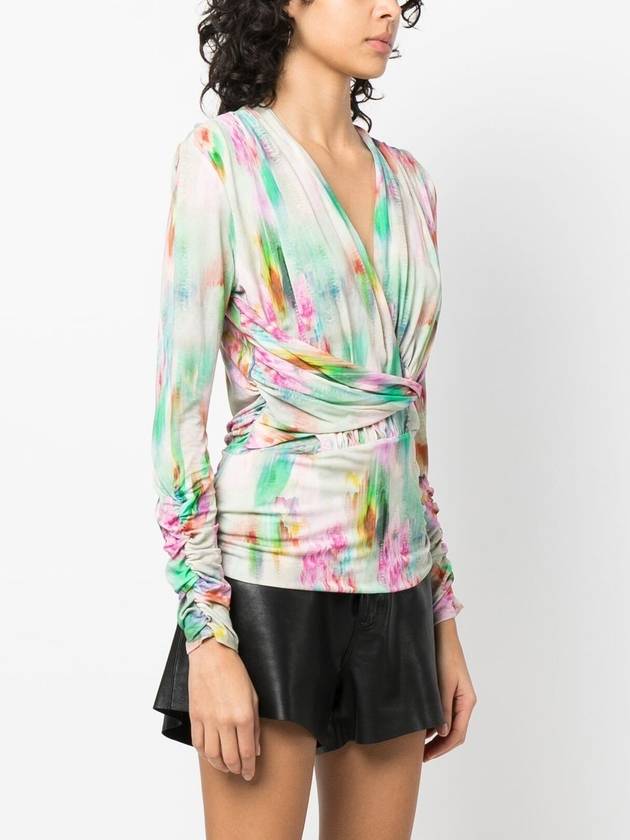 ZANDRA printed V-neck viscose long-sleeved T-shirt - IRO - BALAAN 3