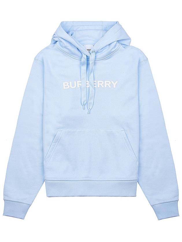 Logo Print Cotton Hoodie Light Blue - BURBERRY - BALAAN 2