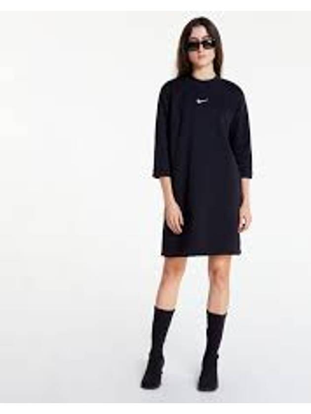 Women's Sportswear Fleece 3Q Logo Short Dress Black - NIKE - BALAAN 3