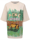 12Th Anniversary Illustration Print Short Sleeve T-Shirt Ivory - ACNE STUDIOS - BALAAN 3