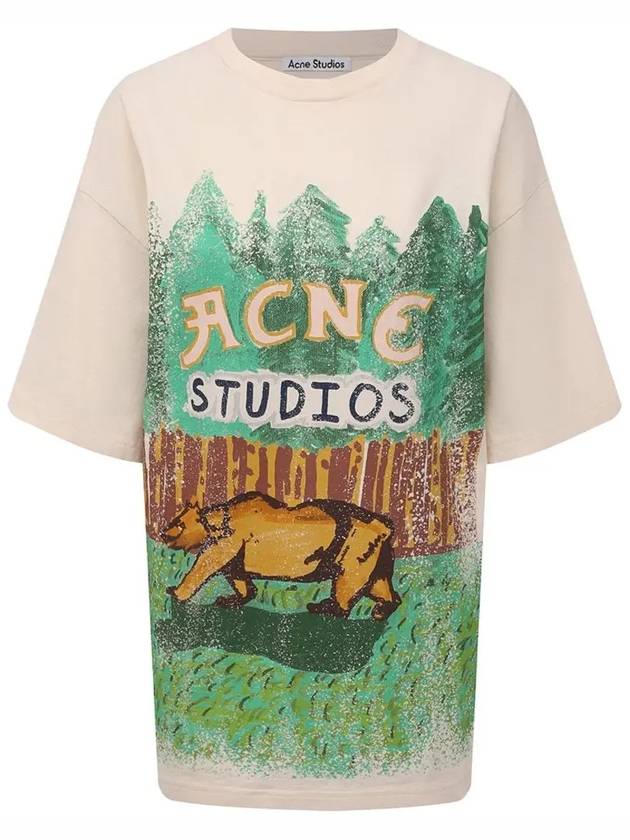 12Th Anniversary Illustration Print Short Sleeve T-Shirt Ivory - ACNE STUDIOS - BALAAN 3