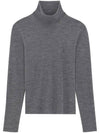 Embroidered Logo Roll Neck Wool Knit Top Grey - SAINT LAURENT - BALAAN 2