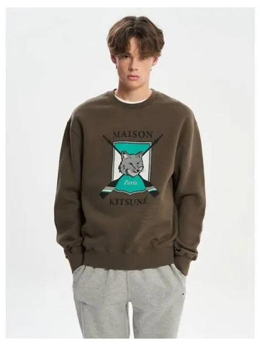 Men s College Fox Print Comfort Sweatshirt Khaki Domestic Product - MAISON KITSUNE - BALAAN 1