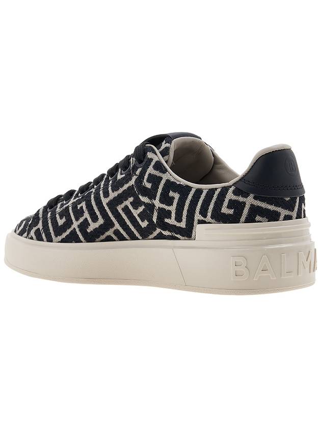 B Court Jacquard Monogram Low Top Sneakers Black - BALMAIN - BALAAN 4