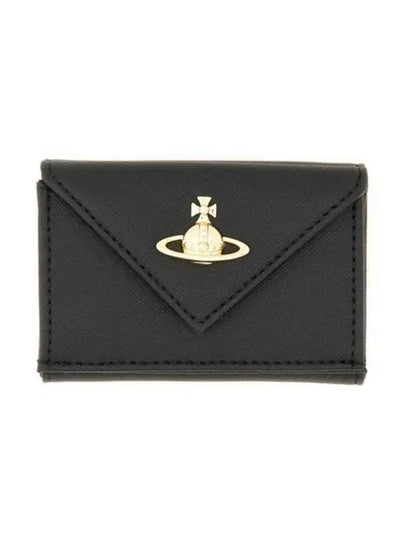 Logo Plaque Foldover Half Wallet Black - VIVIENNE WESTWOOD - BALAAN 2