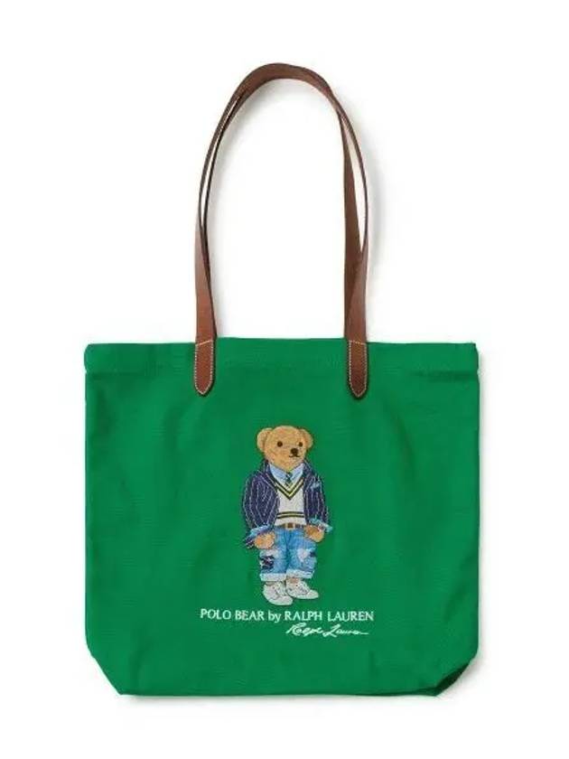 Polo Bear Twill Shopper Tote Green - POLO RALPH LAUREN - BALAAN 1