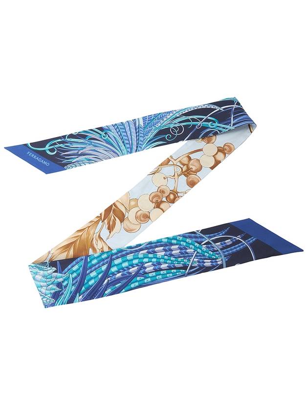 Animals Print Mini Scarf Marine Blue - SALVATORE FERRAGAMO - BALAAN 4