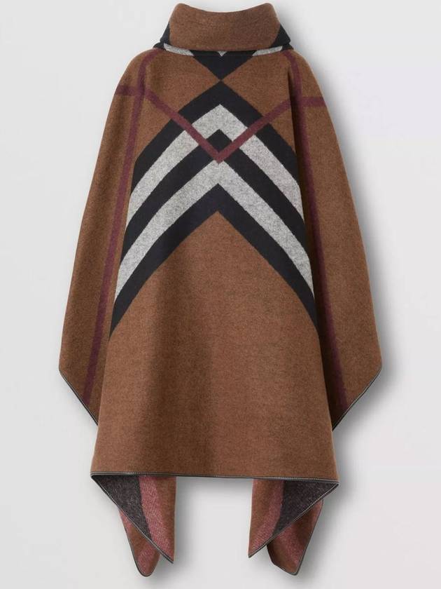 Chevron Check Cashmere Jacquard Cape Dark Birch Brown - BURBERRY - BALAAN 2